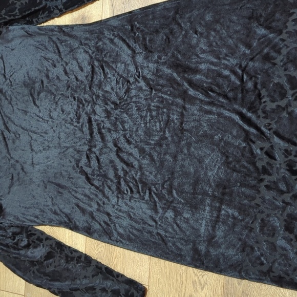 Vtg Carole Little long sleeves velvet midi dress embossed mesh bottom sz 14 - Picture 6 of 11